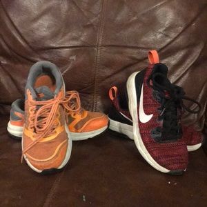 2 pair of kids shoes.